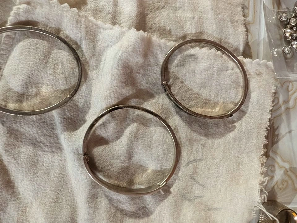 Vintage Mexican Sterling Silver Stacking Bangle Bracelets (Set o - photo 2