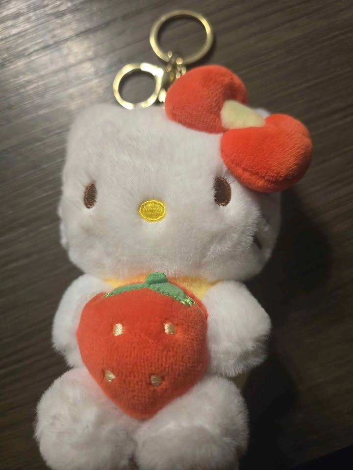 Hello Kitty Plush Keychain with Strawberry