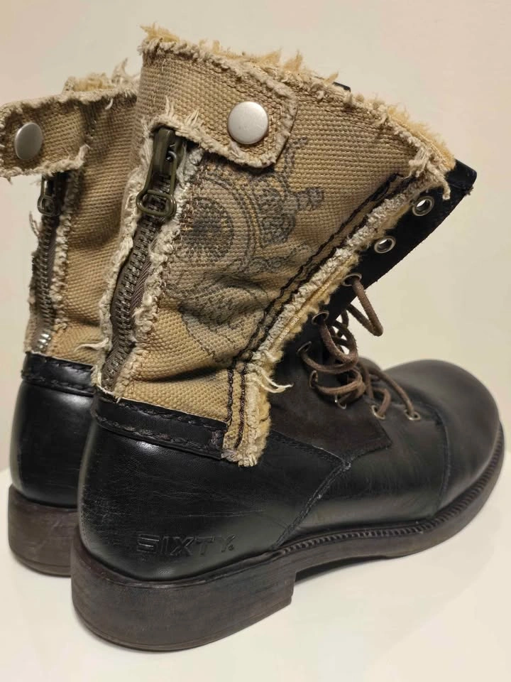 Sixty Black Leather Lace-Up Boots - Size 8.5 - photo 3