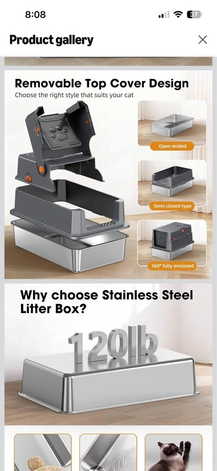 Poncotsen XL Stainless Steel Litter Box - photo 4
