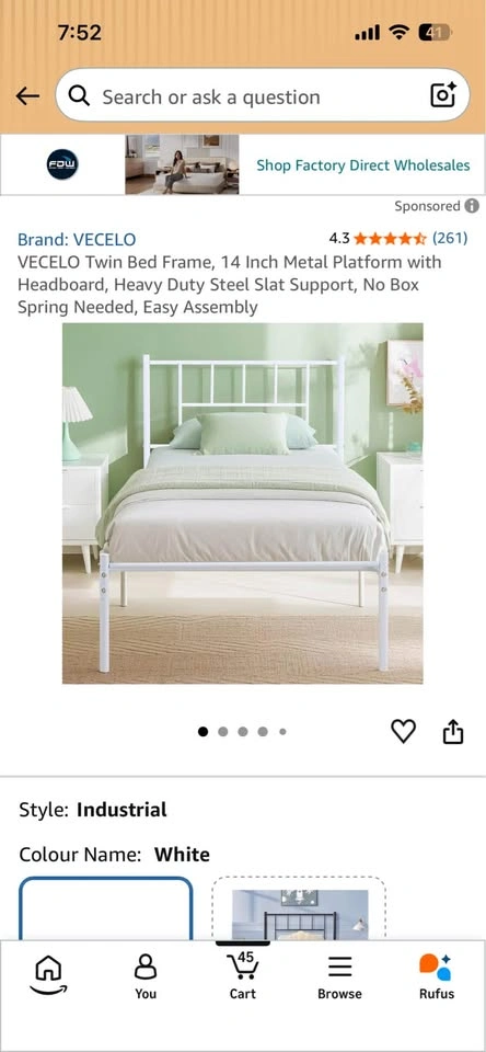 VECELO Twin Bed Frame, black color - photo 2