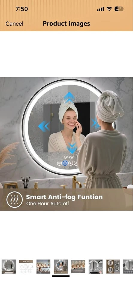 Qicoyni 24 Inch LED Round Bathroom Mirror