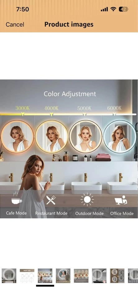 Qicoyni 24 Inch LED Round Bathroom Mirror - photo 2