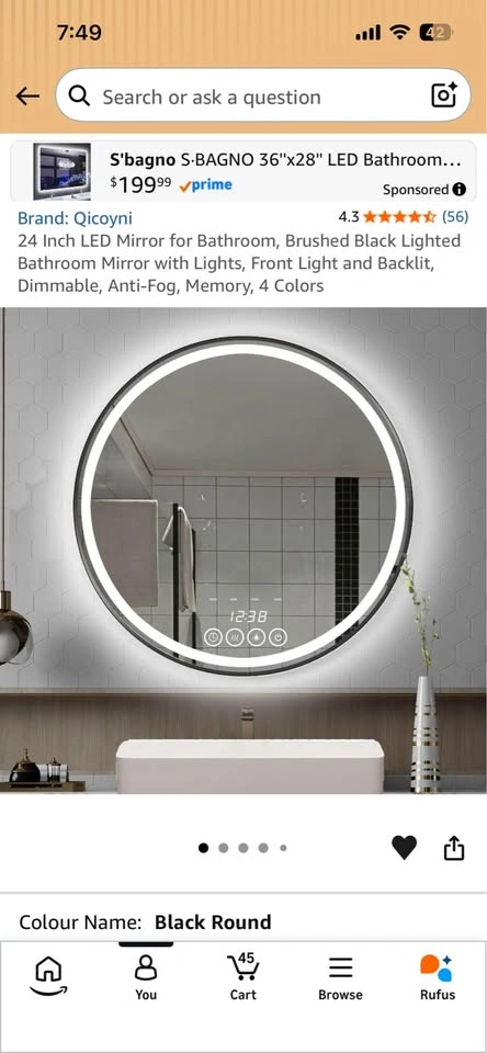 Qicoyni 24 Inch LED Round Bathroom Mirror - photo 3
