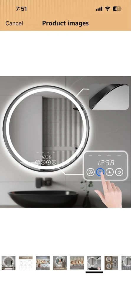 Qicoyni 24 Inch LED Round Bathroom Mirror - photo 4