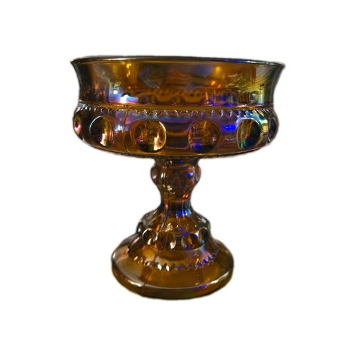 Vintage Indiana Glass King's Crown Marigold Compote Dish