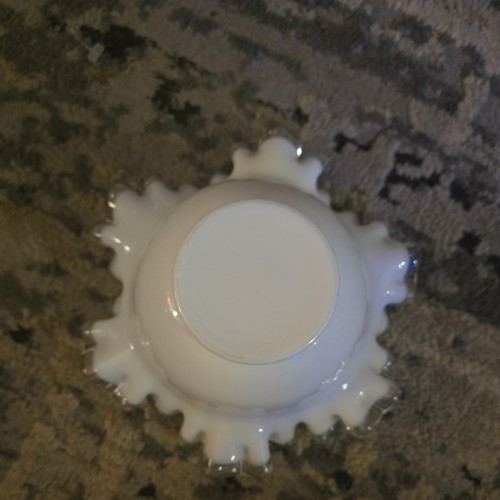 Vintage Fenton Silver Crest Milk Glass Ruffled Bowl - photo 3