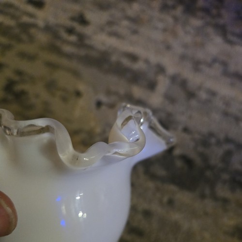 Vintage Fenton Silver Crest Milk Glass Ruffled Bowl - photo 4