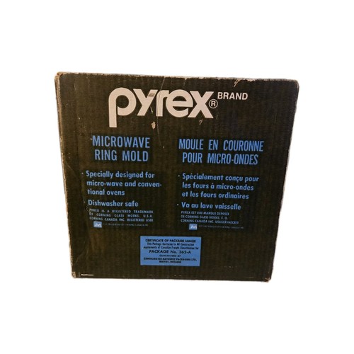 Vintage Pyrex Microwave Glass Ring Mold 2-Qt with Box & Manual - photo 2