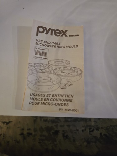 Vintage Pyrex Microwave Glass Ring Mold 2-Qt with Box & Manual - photo 4