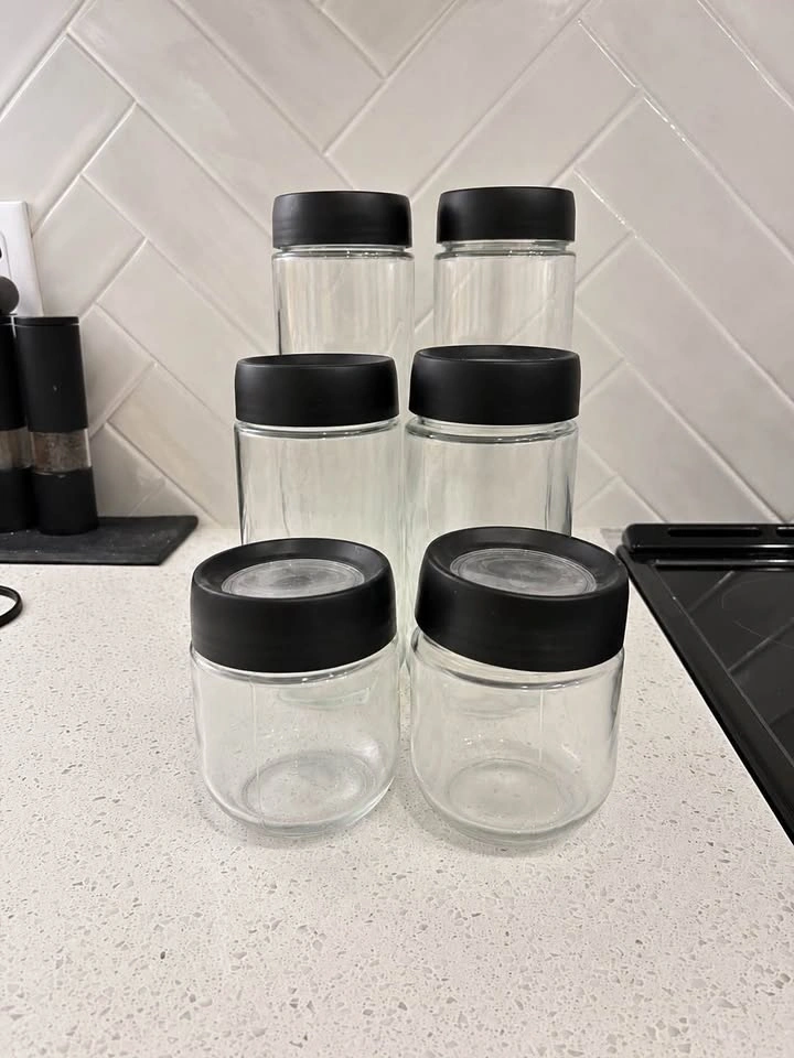Set of 6 Glass Pantry Storage Containers