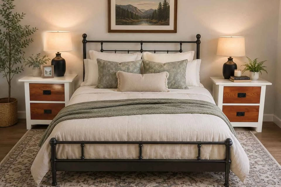 Pair of White and Wood Nightstands - photo 5