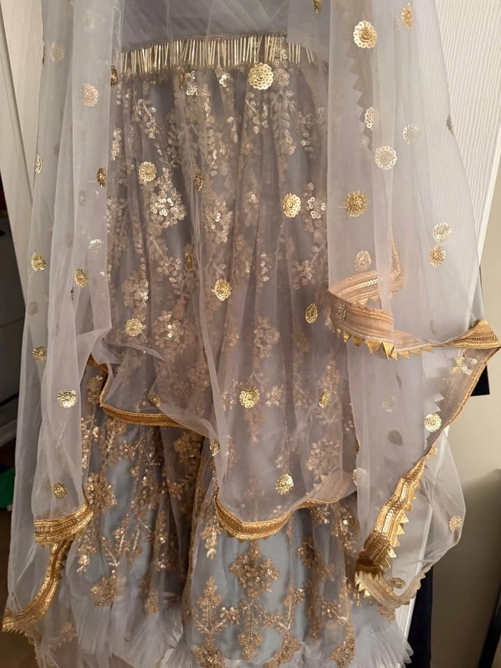 Grey and Gold Embroidered Lehenga Choli Set - photo 2
