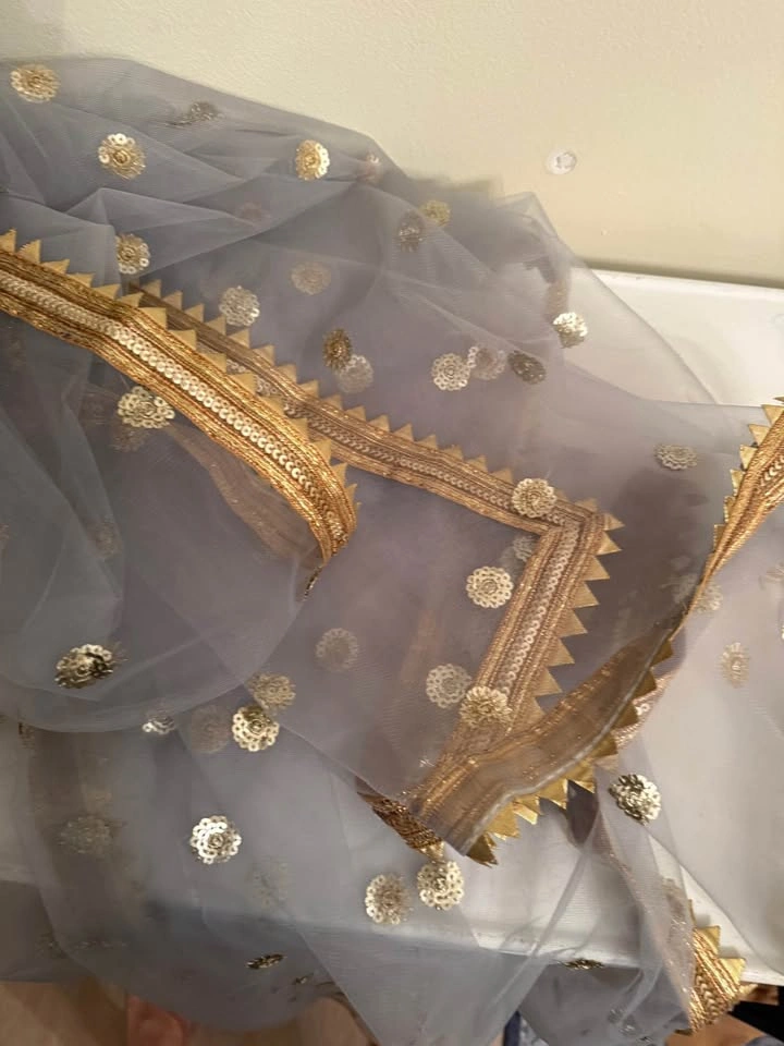 Grey and Gold Embroidered Lehenga Choli Set - photo 3