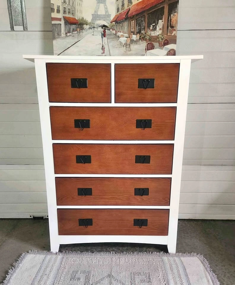 White and Wood 6-Drawer Dresser