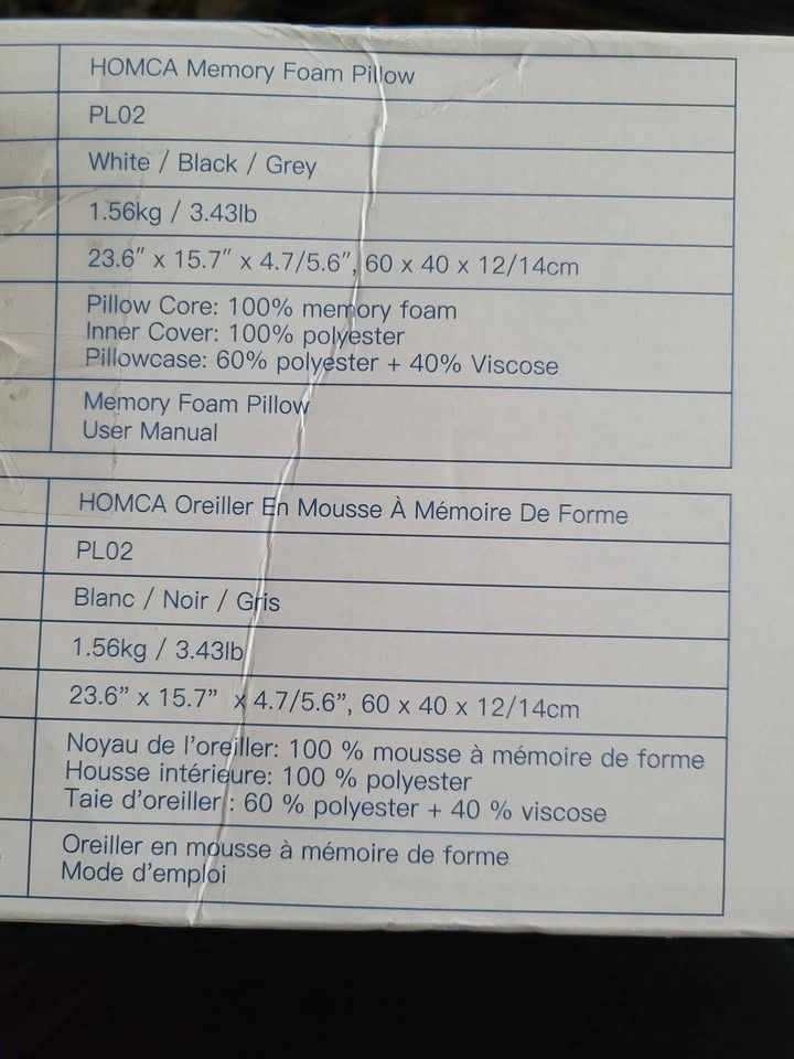 Brand New HOMCA Contour Memory Foam Cervical Pillow (PL02) - photo 2