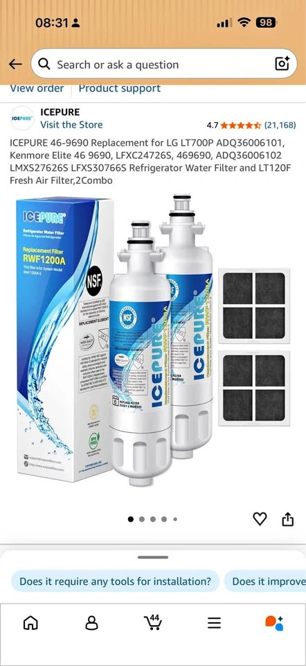 Water & Air filters to fit LG & Kenmore fridge