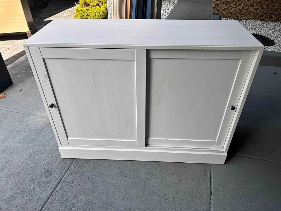 2x White Sideboard with Sliding Doors