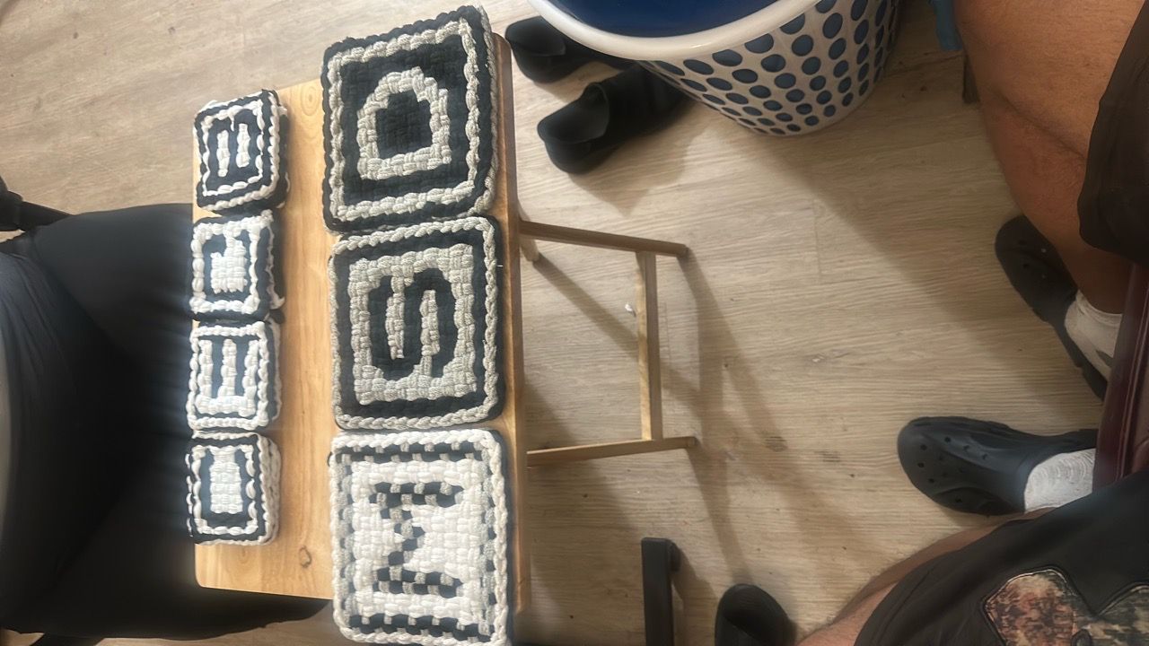 Handmade Crochet Letter Coasters Sets or single