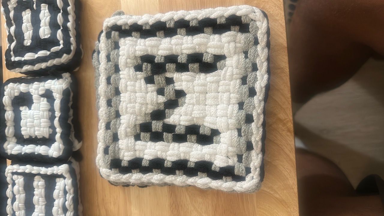 Handmade Crochet Letter Coasters Sets or single - photo 3