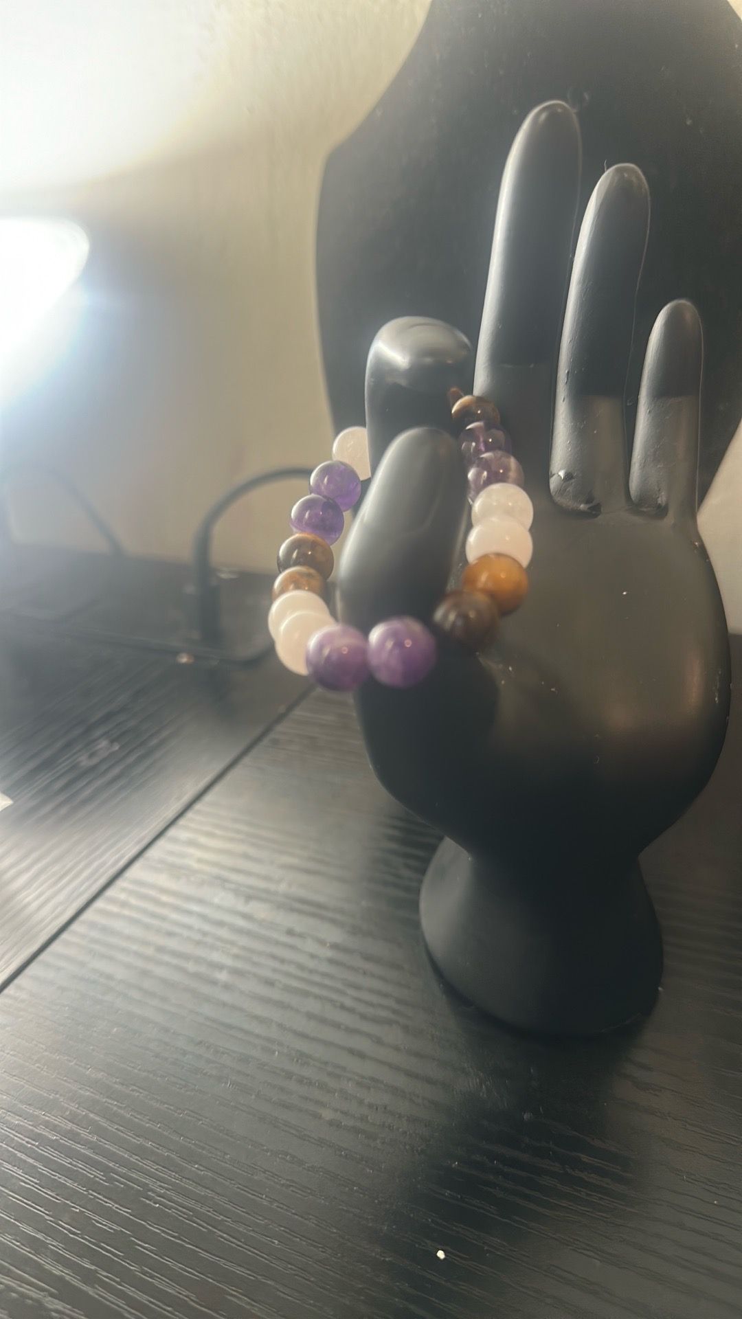 Tiger eyes, Clear Quartz, and amethyst bracelet - photo 2
