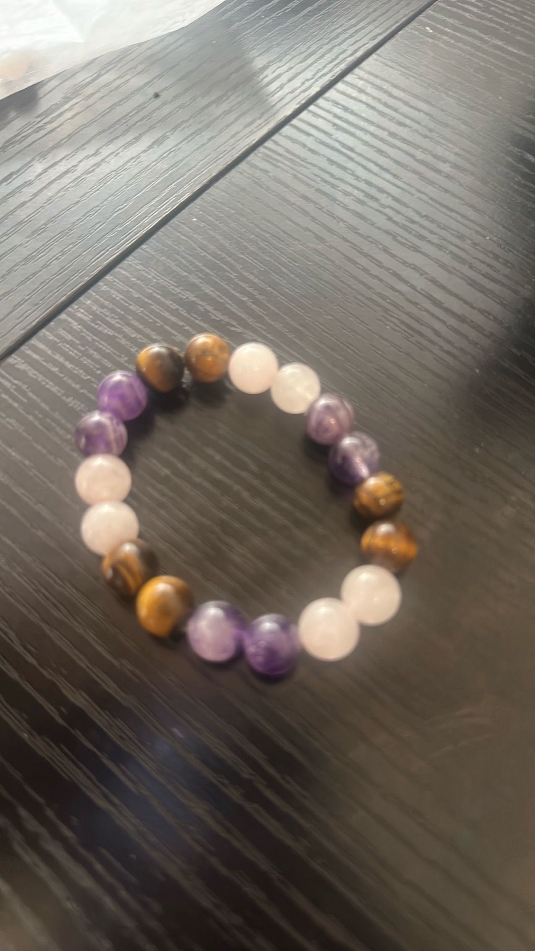 Tiger eyes, Clear Quartz, and amethyst bracelet - photo 4