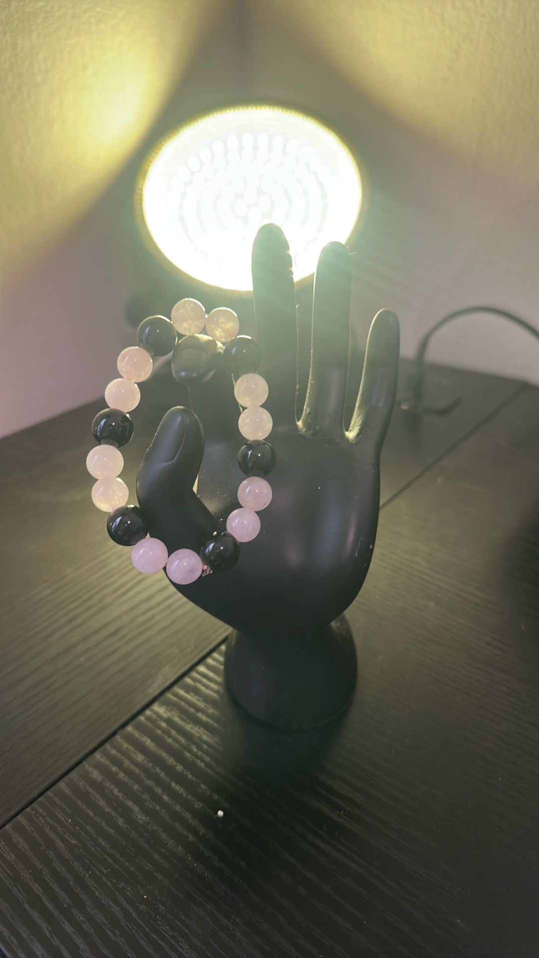 Rose quartz and black obsidian bracelet