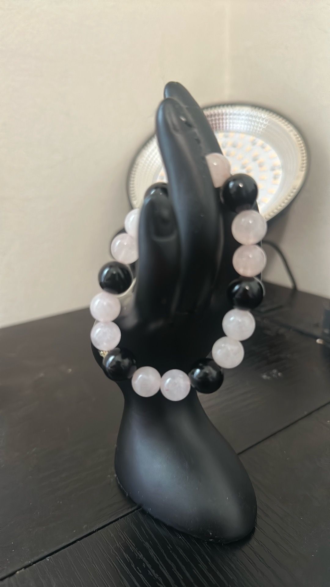 Rose quartz and black obsidian bracelet - photo 2