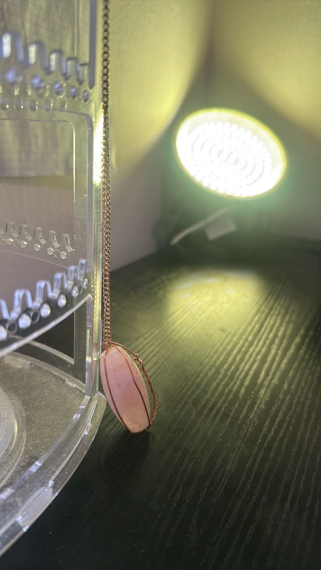 Rose Quartz copper Wire-Wrapped Crystal Pendant Necklace - photo 4