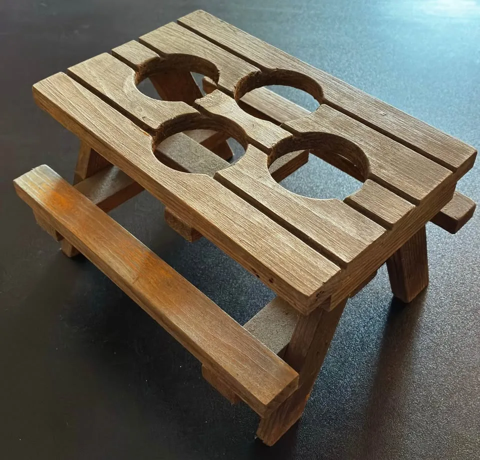 Vintage Wooden Picnic Table Condiment Holder - New image indicator(2)