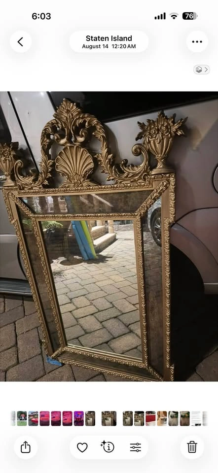 2 Ornate Gold Gilt Wall Mirror