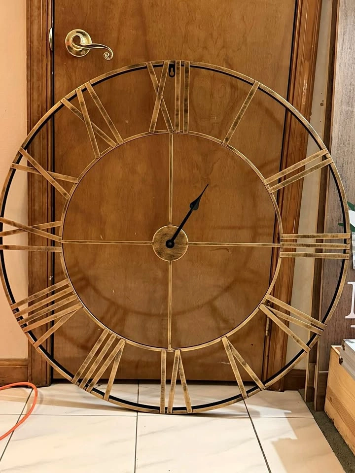 Large Metal Roman Numeral Wall Clock