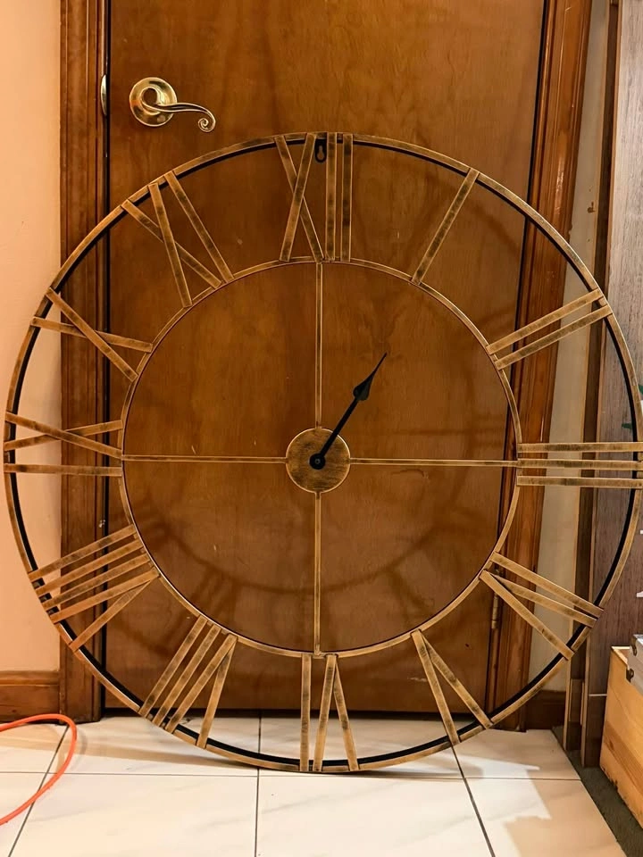 Large Metal Roman Numeral Wall Clock - photo 2