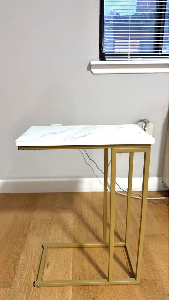 Gold Side Table with Marble Top