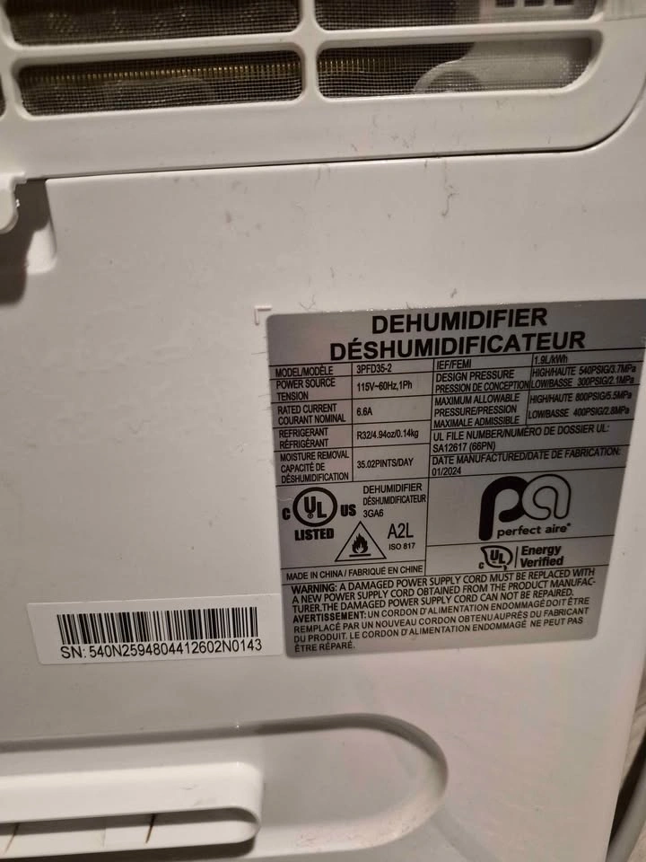 Perfect Aire dehumidifier - photo 3