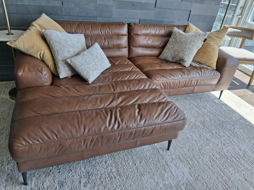 Cognac Brown Leather Scotley Urban Barn Sofa - photo 4