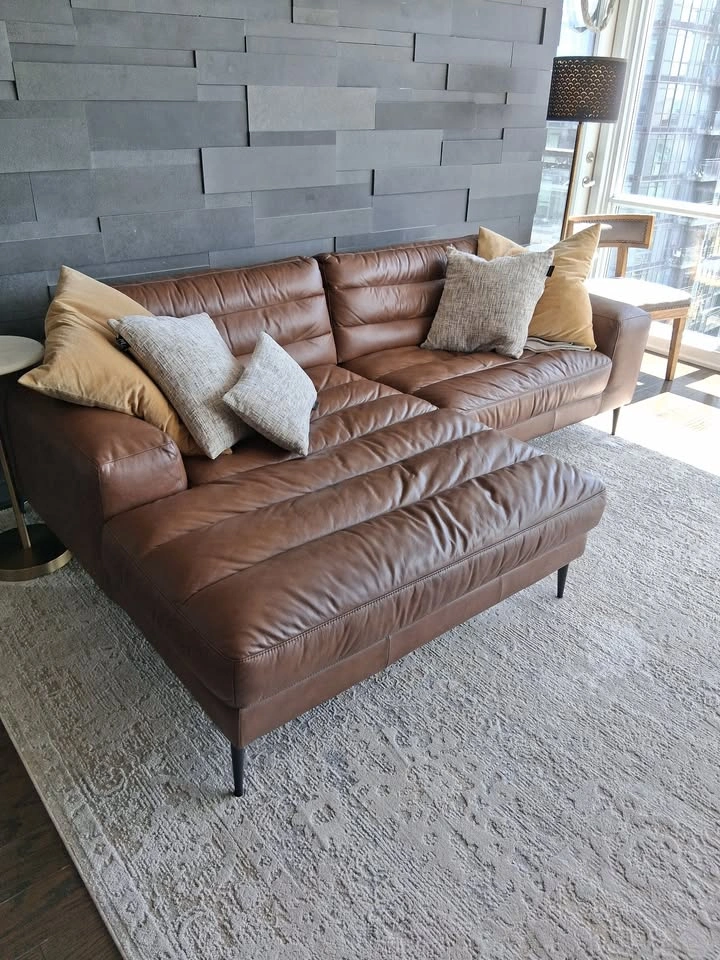 Cognac Brown Leather Scotley Urban Barn Sofa - photo 5