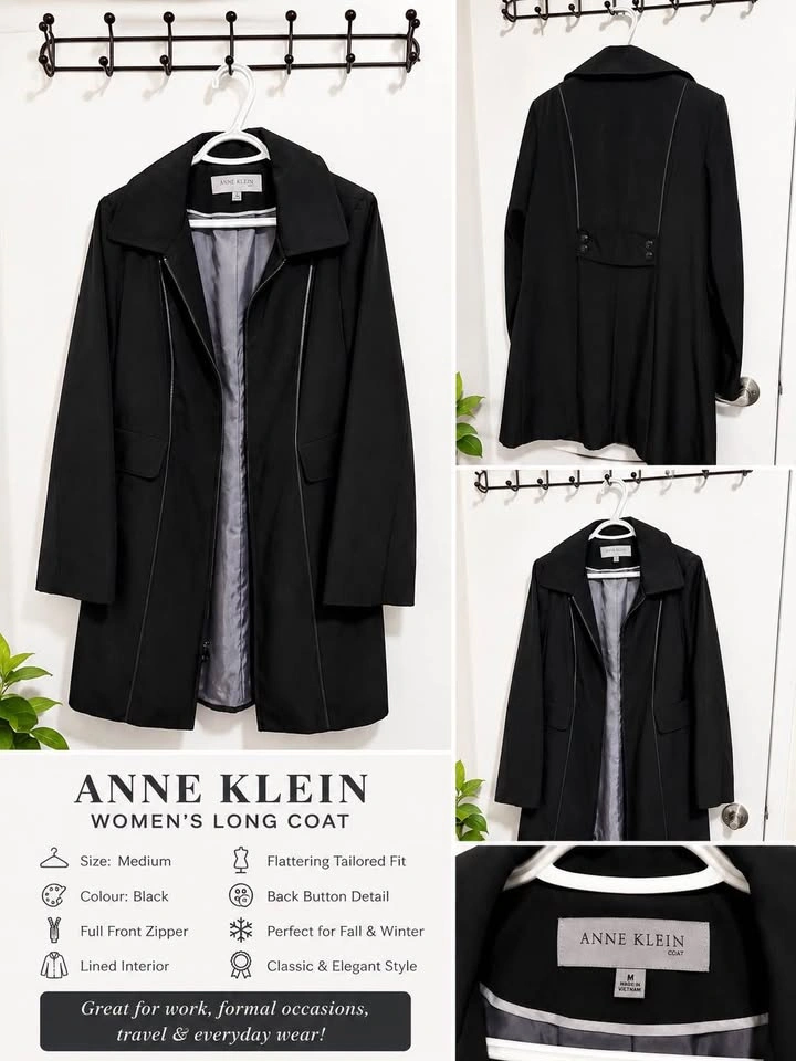 Ladies Anne Klein Black Trench Coat - photo 2