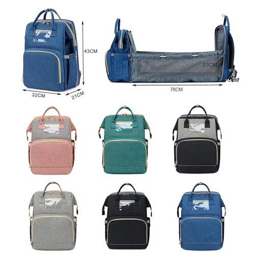 USB Diaper Bag Backpack with Foldable Sunshade Crib - photo 2