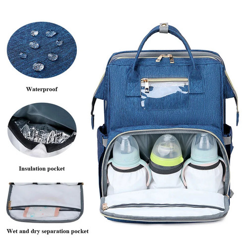 USB Diaper Bag Backpack with Foldable Sunshade Crib - photo 4