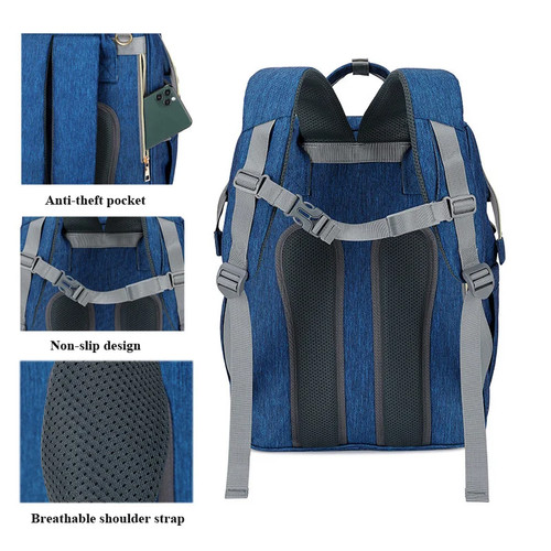USB Diaper Bag Backpack with Foldable Sunshade Crib - photo 5