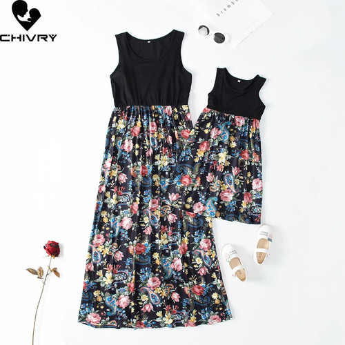 New Mother Daughter Summer Dresses Sleeveless Flower Patchwork S - photo 2
