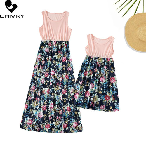 New Mother Daughter Summer Dresses Sleeveless Flower Patchwork S - photo 3