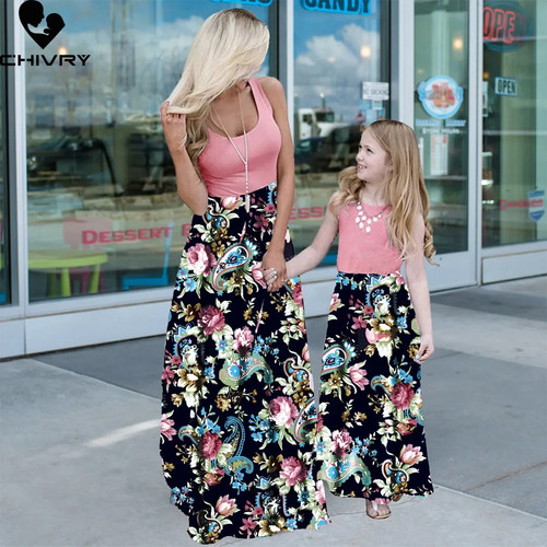 New Mother Daughter Summer Dresses Sleeveless Flower Patchwork S - photo 4