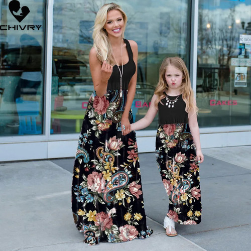 New Mother Daughter Summer Dresses Sleeveless Flower Patchwork S - photo 5