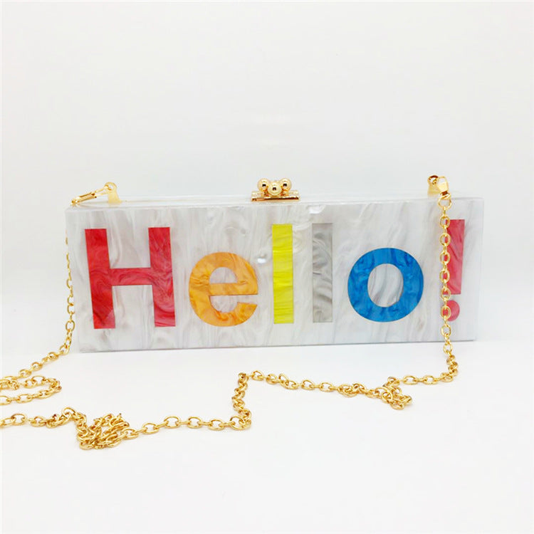 Classic HELLO Letter Acrylic Evening Bag Stitching Contrast Colo - photo 5