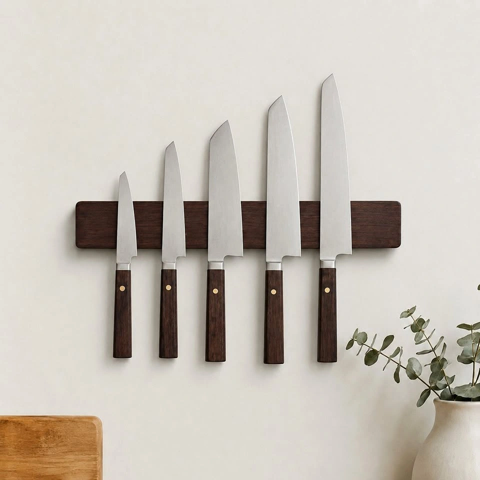 Hazaki Walnut Magnetic Knife Rack - 16.5" - Brand New