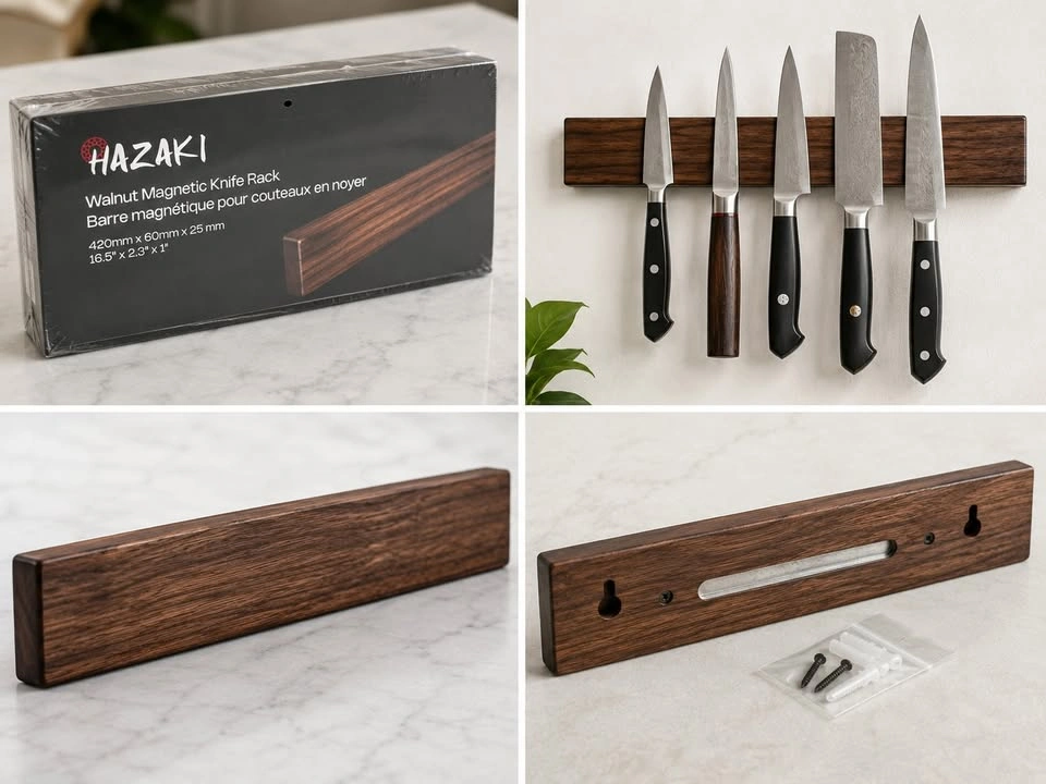 Hazaki Walnut Magnetic Knife Rack - 16.5" - Brand New - photo 3