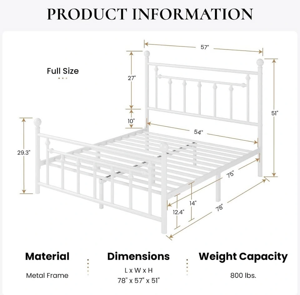 Brand New in Box SHA CERLIN Full Size Metal Bed Frame - photo 2