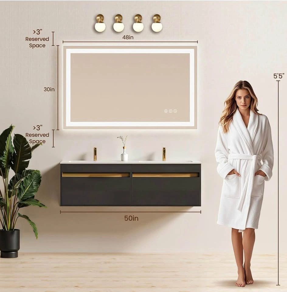 Brand New in Box 48"x 30" LED Bathroom Mirror with Light - photo 2